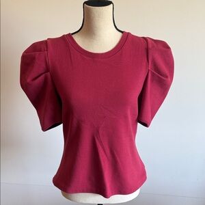Anthropologie Puff Sleeve Tee in Berry